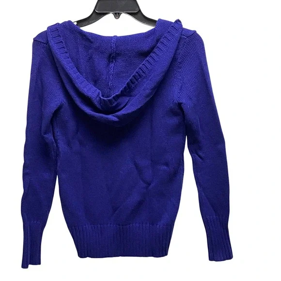 Old Navy Women Royal Blue Cable Knit Hooded V Neck Sweater Long Sleeve XS NWT - Picture 7 of 7